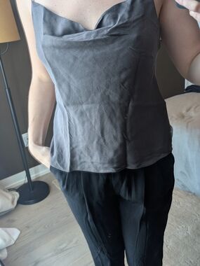 Wilfred Gray Cowl-Neck Silk Camisole